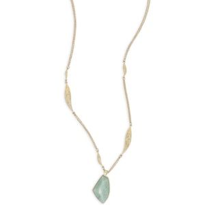 Gilded Reeds Aventurine Long Pendant-n180g